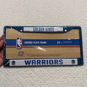 NBA Golden State Warriors Chrome / White License Plate Frame New